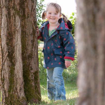 Hippy Chick Waterproof Jacket Blue with Red Stars